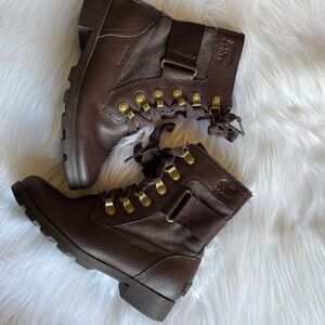 Sorel Kids Brown Boots with Gold Accents